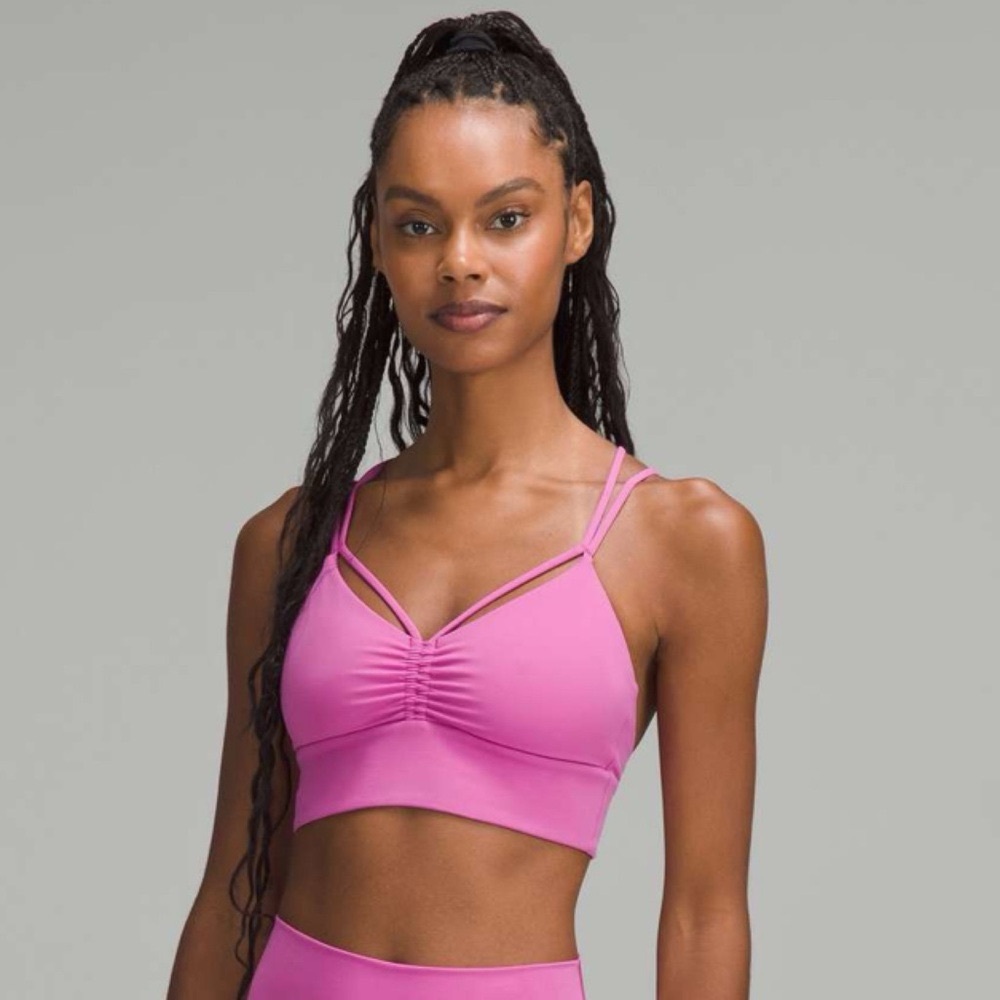 NWT Lululemon Nulu Strappy V-Neck Yoga Bra Sports Bra Pow Pink Tone 8